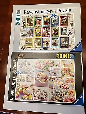 2 Ravensburger 2000 Piece Jigsaw Puzzles - Vacation Stamps & Sweets • $24.99