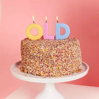 OLD Candle Pastel Colour  Funny Happy Birthday Cake Candles 30th 40th 50th 60th • £2.99
