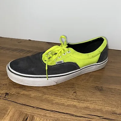 $29.99 • Buy Vans Era Mens Gray Suede Neon Yellow Low Top Skateboard Sneakers  Size 11.5 READ