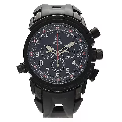 Oakley 12-Gauge Chronograph Black PVD Steel 46mm Rubber Swiss Quartz Men's Watch • $998