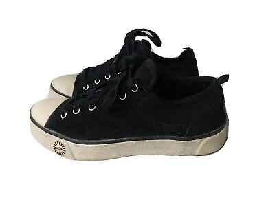 UGG Australia Evera Shoes Size 5 Sheepskin Lined Sneakers Black 1888 • $38