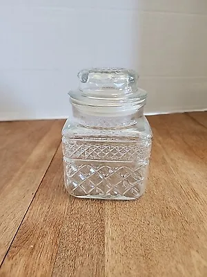 Vintage Anchor Hocking Wexford Clear Square Glass Storage Jar/canister W/lid • $3.24