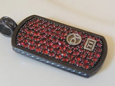 DAVID YURMAN RED SAPPHIRE 3.06tcw BLACK TITANIUM DOG TAG PENDANT • $1799.99