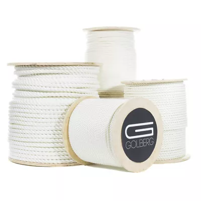 Golberg White Twisted Nylon Rope - Premium USA Made Cord - Many Sizes & Lengths • $11.99