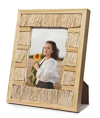  5x7 Picture Frame Boho Morrocan Decor For Mothers Day Natural Pine Wood Yellow • $29.85