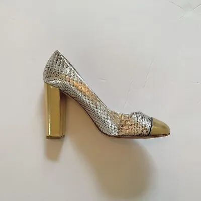 J Crew Collection High Heels Women’s 6.5 Chunky Snakeskin Round Toe Leather • $24.96
