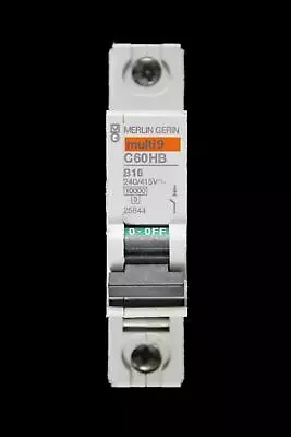 MERLIN GERIN 16 AMP CURVE B 10kA MCB CIRCUIT BREAKER 25844 C60HB MULTI9 • £4.04