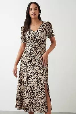 Dorothy Perkins Leopard Print Short Sleeve Midi Dress • £20.30