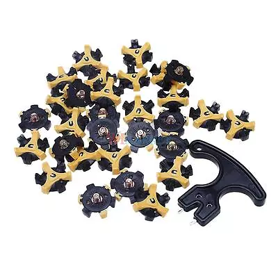 30PCS Golf Shoes Spike Replacement BK&Yellow Screw-in Metal Thread +Removal Tool • $17.99