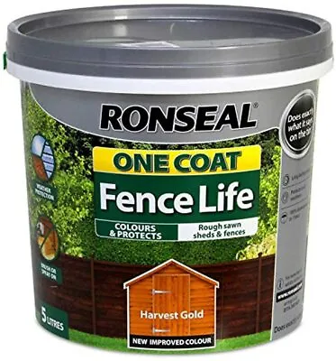 £10.47 • Buy Ronseal 5L One Coat Fence Life Quick Dry Garden Shed & Fence Paint All Colours