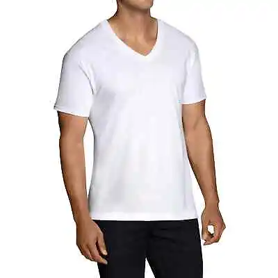 Fruit Of The Loom Men's Short Sleeve White V-Neck T-Shirts (6 Pack) Size Medium • $21.99