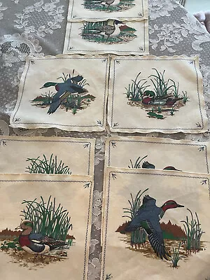 8 Vintage Cotton Cocktail Napkins Birds Ducks • $24