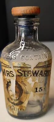 Vintage Mrs Stewart's Liquid Bluing Bottle With Cork Lid Cleaning  • $5.99