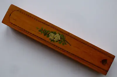 £14 • Buy Wooden Pencil Case. VINTAGE.Rose Motif Cantilevered. Sliding Lid..Desk Item.