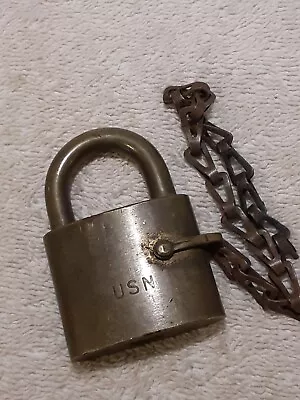 Vintage U S NAVY Brass Hurd Padlock Lock USN Marking Detroit USA No Key • $19.99