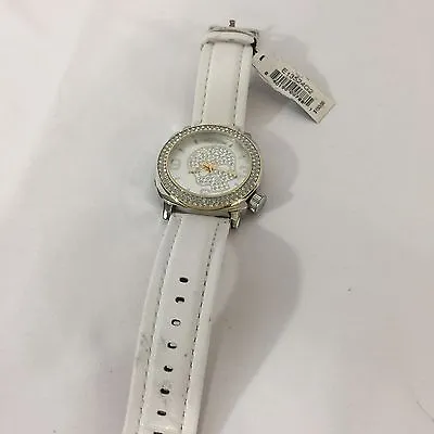 Brand New Marc Ecko White Leather Crystal Analog Men Watch E13524G2 • £105.06