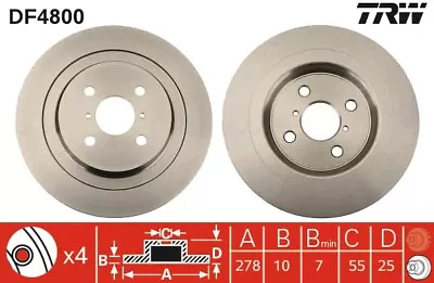 TRW DF4800 Brake Discs (2x Piece) For Toyota Yaris (_P13_) • £85.46