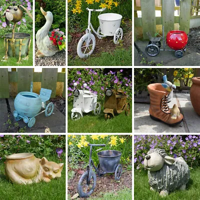 Sheep Cat Dog Goose Boot Plant Pot Ornament Garden Tool Flower Décor Rustic Home • £16.99