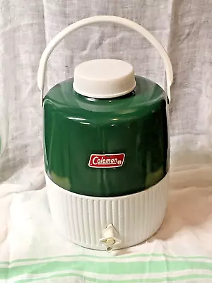 Vintage Coleman 2 Gallon Insulated Camping Cooler Picnic Water Jug W/Cup - Green • $20