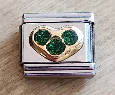 May Gold Heart Green Stone Birthstone Italian Charm Bracelet Link 9mm  • $5.78