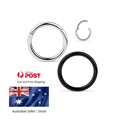 $3.99 • Buy Hinged Segment Ring Surgical Steel Lip Ear Nose Piercing Clicker Hoop Septum 14G