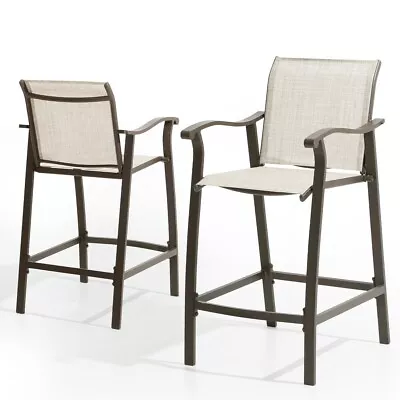 2 PCS Outdoor Bar Stool Patio Counter Height Bar Chair Aluminum Frame Textilene • $199.99