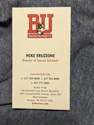 Mike Eruzione Boston University Business Card Genuine Personal & Original  • $7