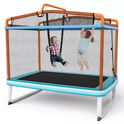 3-in-1 Kids 6FT Trampoline W/Swing & Horizontal Bar Enclosure Safety Net Outdoor • $999