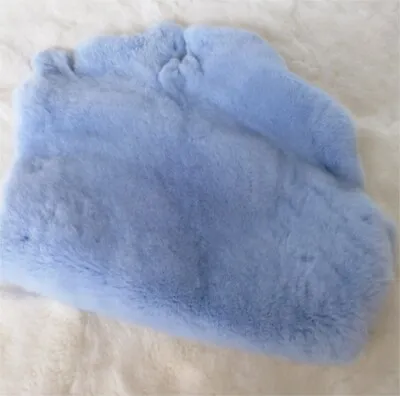 1x Rex Rabbit Skin Rug Soft Natural Pelt Real Fur Craft Leather Decor Light Blue • $18.33