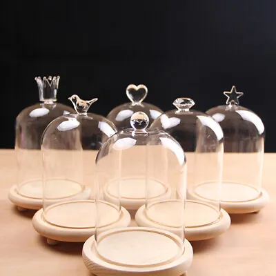 £8.95 • Buy Decorative Glass Dome Bell Jar Wooden Base Cloche Bell Jar DIY Display Stand