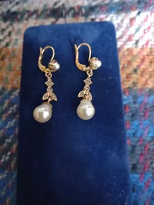 Vintage 935 Faux Pearl And Marcasite Earings For Pierced Ears • £12.50