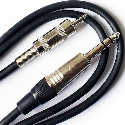PRO 6m 6.35mm To 3.5mm Stereo Jack Plug Male Cable Audio ¼  AUX Headphone Lead • £13.49