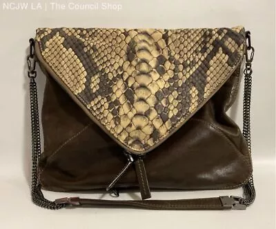 BOYY Slash Women's Brown Python Embossed Envelope Shoulder Bag • $35