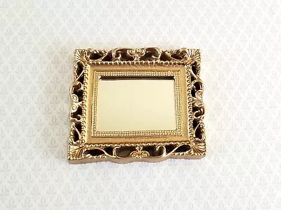 Dollhouse Large Mirror With Fancy Gold Frame 1:12 Scale Miniature 2 1/2  X 2 1/4 • $4