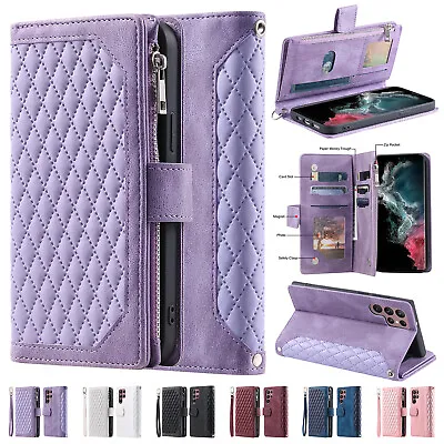 $20.53 • Buy For Samsung S22 S21 S20 Ultra S10 9 8 Plus Case Zipper Leather Wallet Flip Cover