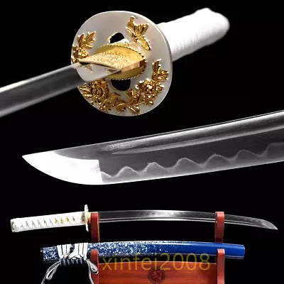 HandForged Japanese Sword Samurai Katana T10 Steel Clay Tempered Blade Wakizashi • $159.77