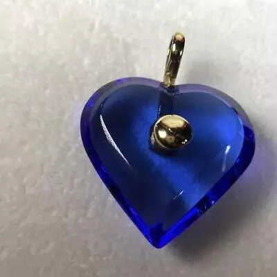 Baccarat K18 Blue Heart Pendant Top Necklace 750Yg Crystal Choker Used W/ Box • £238.86