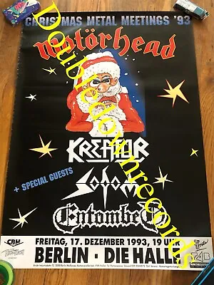 VTG Motörhead Concert Poster 1993 Kreator Sodom Entombed Metal Orig Berlin Lemmy • $74.99