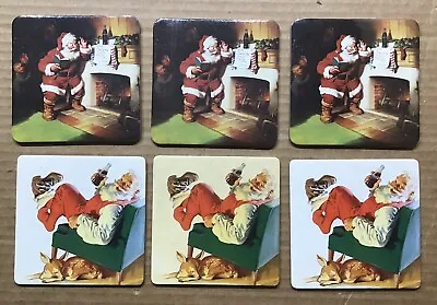 Vintage 1999 Coca-Cola Coasters ~ Santa Claus ~ Set Of 6 ~ 2 Different Christmas • $4.95