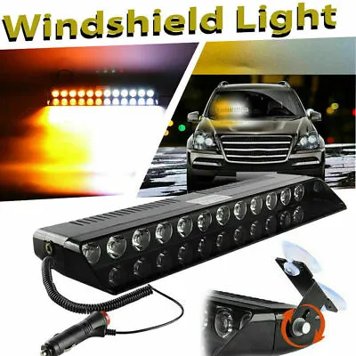 12LED Car Truck Strobe Windshield Dash Beacon Hazard Warning Light White Amber • $16.98