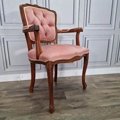 Antique Button Back Carved French Louis Chair - Lounge Bedroom - Victorian Style • £139.99