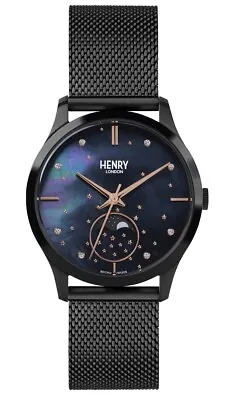 Henry London Moonphase Ladies Watch Mother Of The Pearl Face HL35-LM-0326 • $186.99