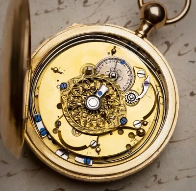 18k Gold REPEATER VERGE FUSEE Antique Pocket Watch SpindelTaschenUhr Montre Coq • $2650