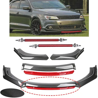 Front Bumper Lip Splitter Spoiler Body Kit Carbon/ Fiber Rods For VW Jetta • $129.99