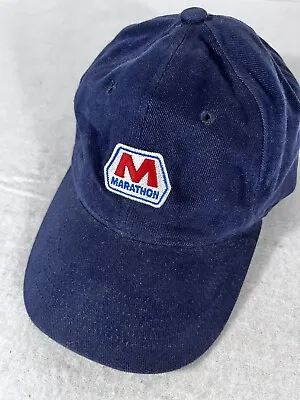 Marathon Oil Adjustable Hat Navy Blue Patch Sportsman Logo • $8.99