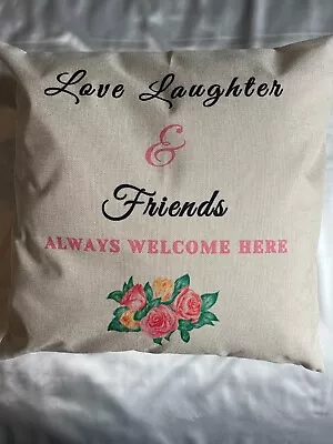LOVE AND FRIENDS Quote Cushion Cover FAMILY FRIENDS GIFT PRESENT • £5.25