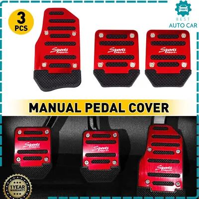 Universal Non-Slip Manual Gas Brake Foot Pedal Pad Cover Protector Decor Kit Red • $6.79