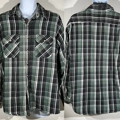Five Brother Shirt Mens XL Green Heavy Flannel Long Sleeve Button Up Cotton Used • $12.50