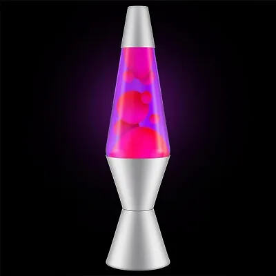 Lava Lamp 14.5 Inch Tall Classic Silver Base Pink Lava Purple Liquid • $32.99