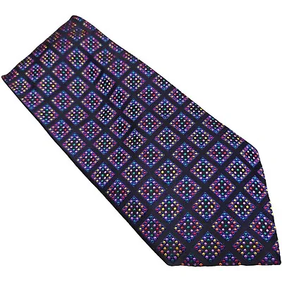 Duchamp London Silk Necktie Purple / Black Thick Woven 3 5/8  Geometric $130 • $48